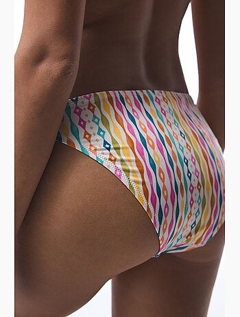 Slip bikini mae a righe in macramè penti
