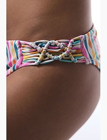 Slip bikini mae a righe in macramè penti