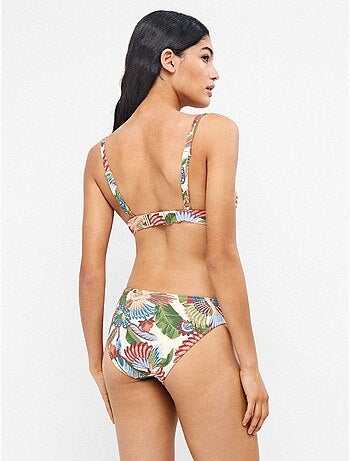 Slip bikini midi con stampa tropicale