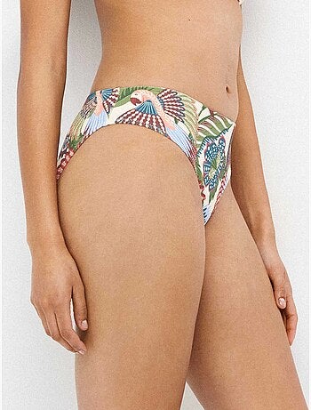 Slip bikini midi con stampa tropicale