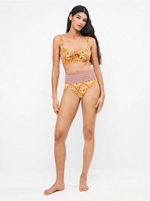 Slip bikini multiposizione doppia stampa - Kiabi