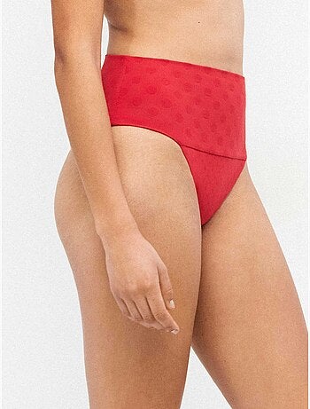 Slip bikini multiposizione jacquard a pois