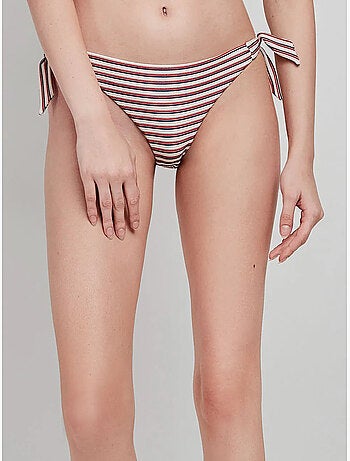 Slip bikini regolabile fantasia righe