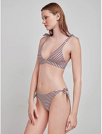 Slip bikini regolabile fantasia righe