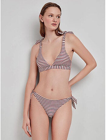 Slip bikini regolabile fantasia righe