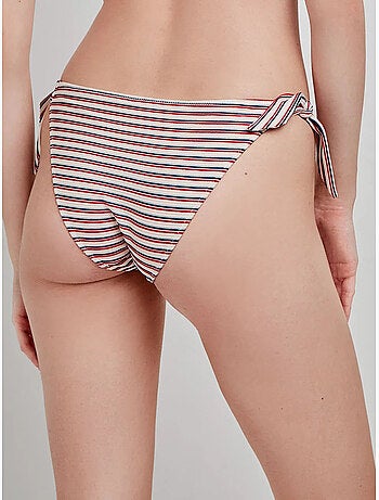 Slip bikini regolabile fantasia righe