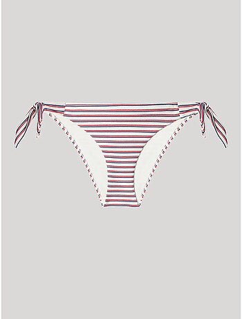 Slip bikini regolabile fantasia righe