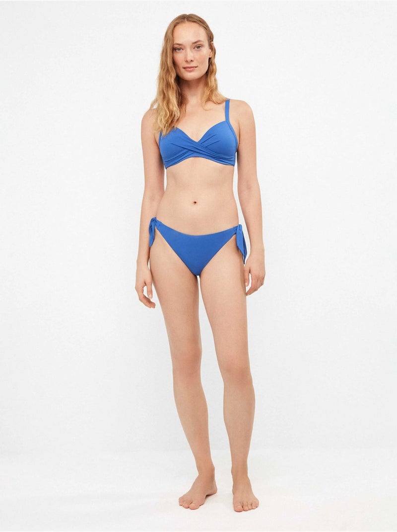 Slip bikini regolabile sui lati Blu - Kiabi