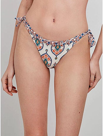 Slip bikini regolabile tessuto fantasia