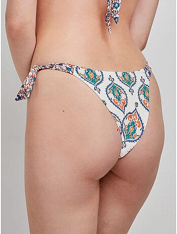 Slip bikini regolabile tessuto fantasia