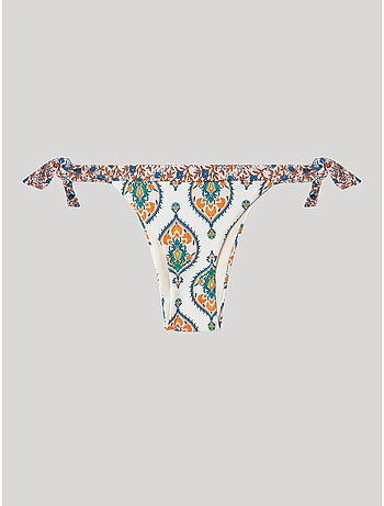 Slip bikini regolabile tessuto fantasia