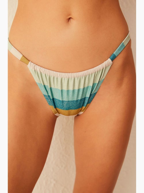 Slip bikini rigato lucido nature side penti - Kiabi Slip bikini rigato lucido nature side penti - Kiabi