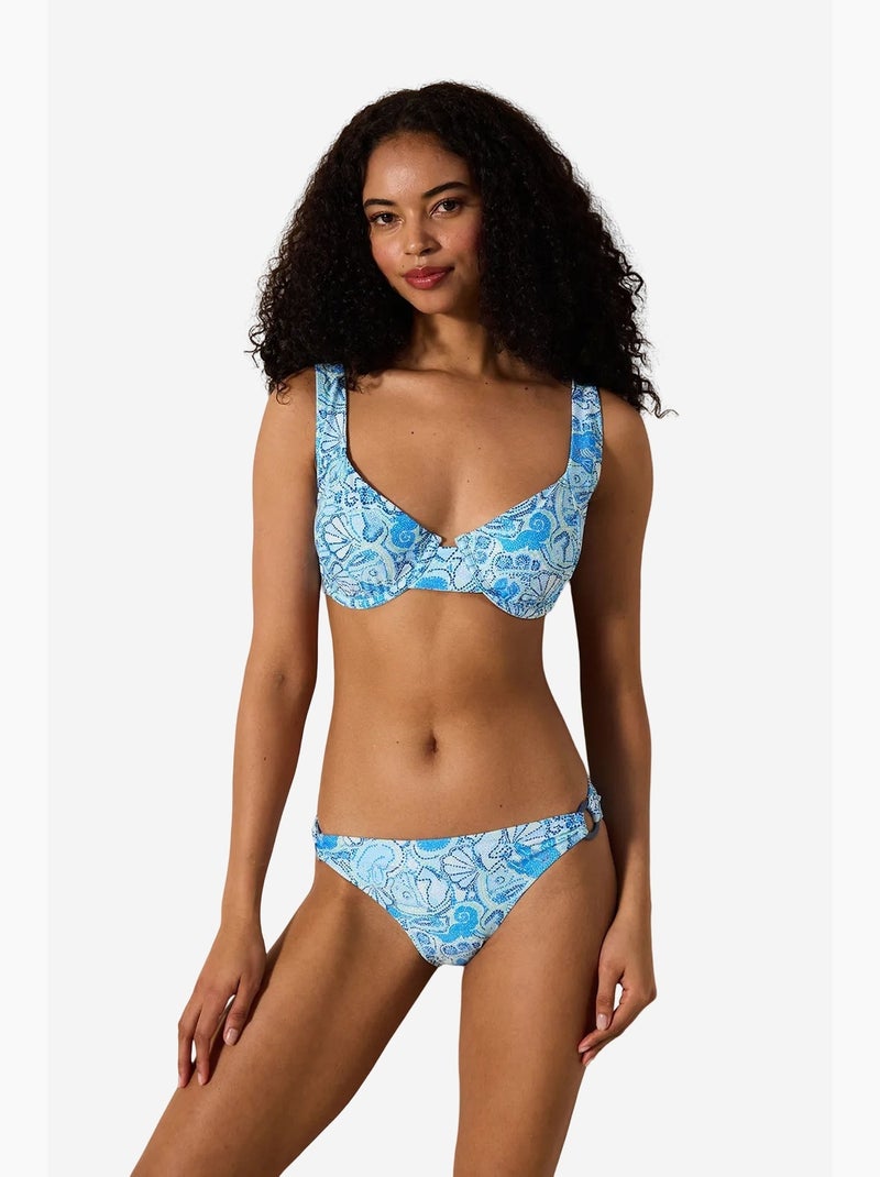 Slip bikini shell side penti Blu Bianco - Kiabi