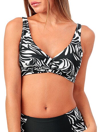 Slip bikini snellente ADMAS da donna, nero e bianco, con fasce