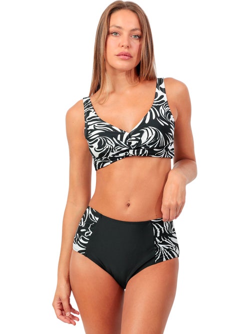 Slip bikini snellente ADMAS da donna, nero e bianco, con fasce - Kiabi Slip bikini snellente ADMAS da donna, nero e bianco, con fasce - Kiabi