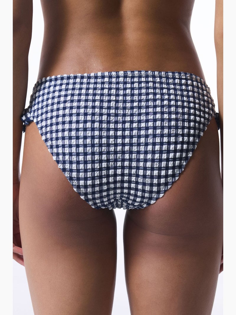 Slip bikini texas a quadretti e volant penti Blu Bianco - Kiabi