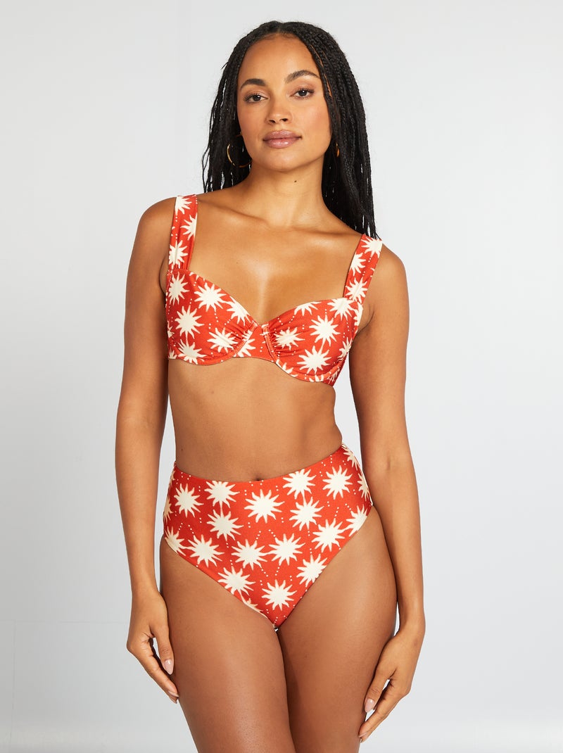 Slip bikini vita alta stampato ARANCIONE - Kiabi