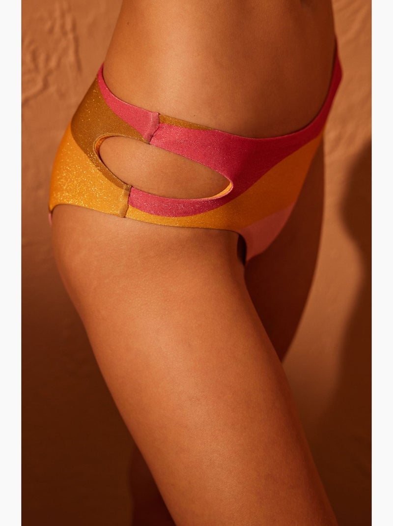 Slip bikini vita cut penti Giallo/Corallo - Kiabi