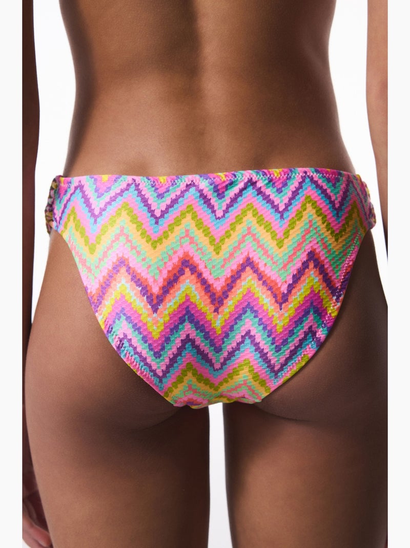Slip bikini zigzag macramé a vita bassa penti Rosa fluo - Kiabi