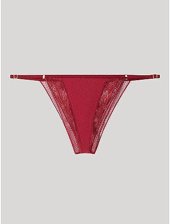 Slip brasiliana con lacci in pizzo floreale