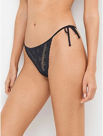 Slip brasiliano con fiocchetti in pizzo