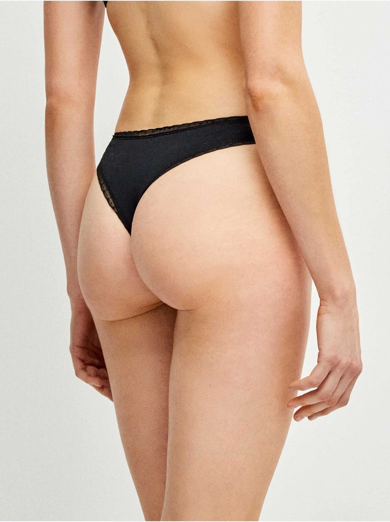 Slip brasiliano con gallone di plumetis Nero - Kiabi