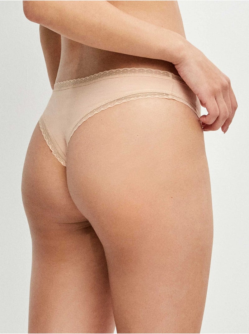 Slip brasiliano con gallone di plumetis Rosa - Kiabi
