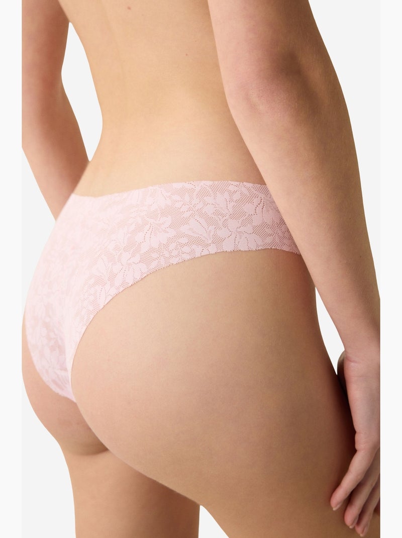 Slip brasiliano in pizzo con taglio laser invisibile penti Rosa confetto - Kiabi