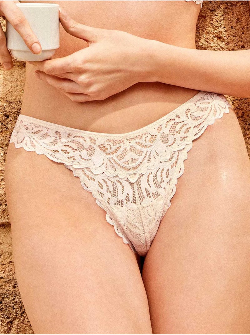 Slip brasiliano in pizzo Ecru - Kiabi