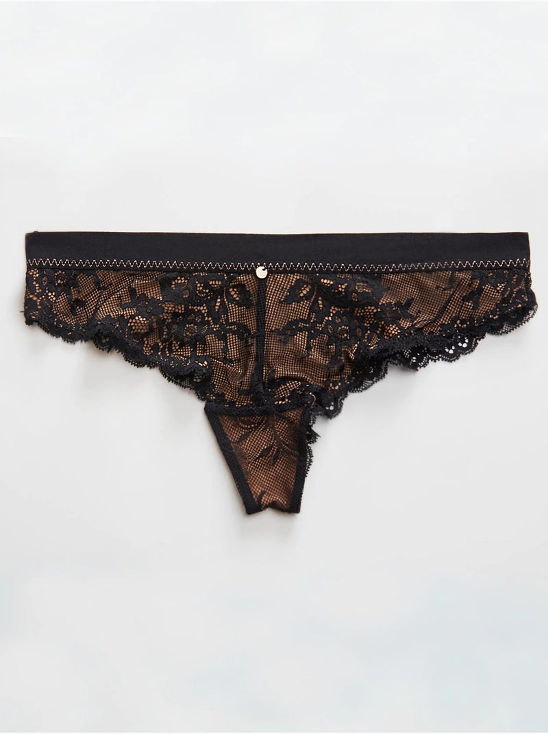 Slip brasiliano in pizzo Nero - Kiabi