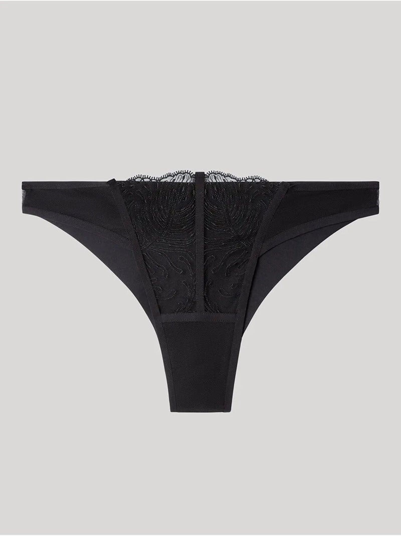 Slip brasiliano in pizzo ricamato Nero - Kiabi