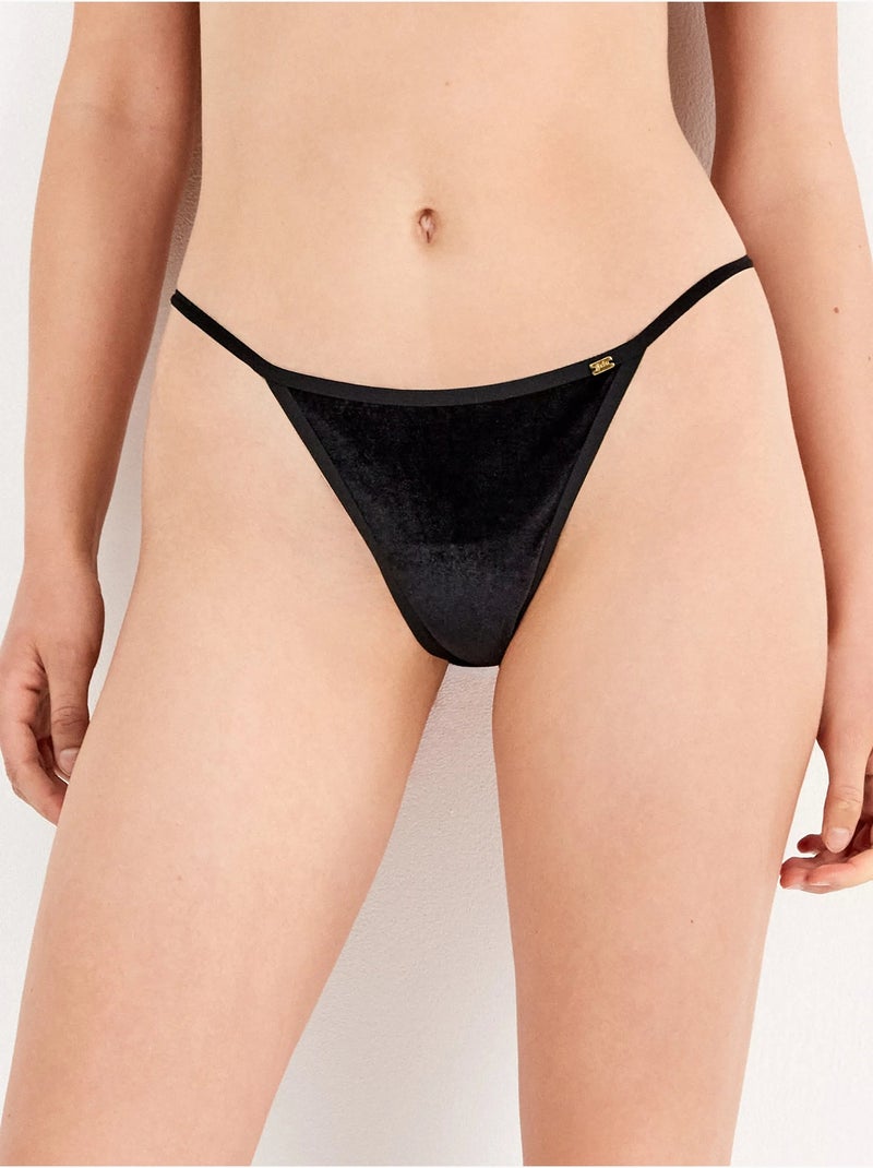 Slip brasiliano in velluto Nero - Kiabi