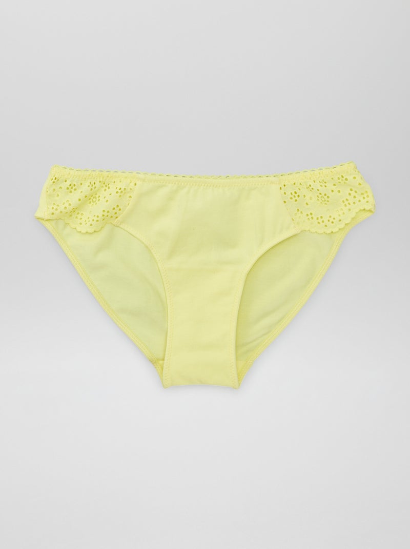 Slip con ricami punto inglese giallo - Kiabi