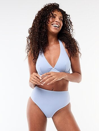 Slip da bagno a vita alta con stampa vichy