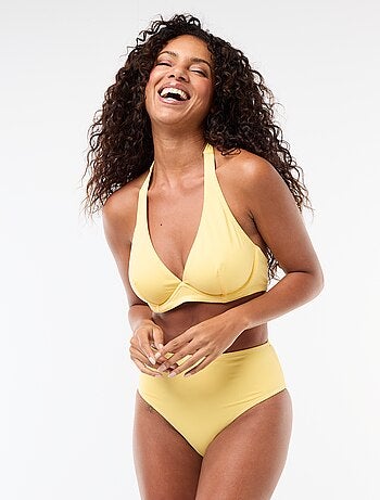 Slip da bagno a vita alta con stampa vichy