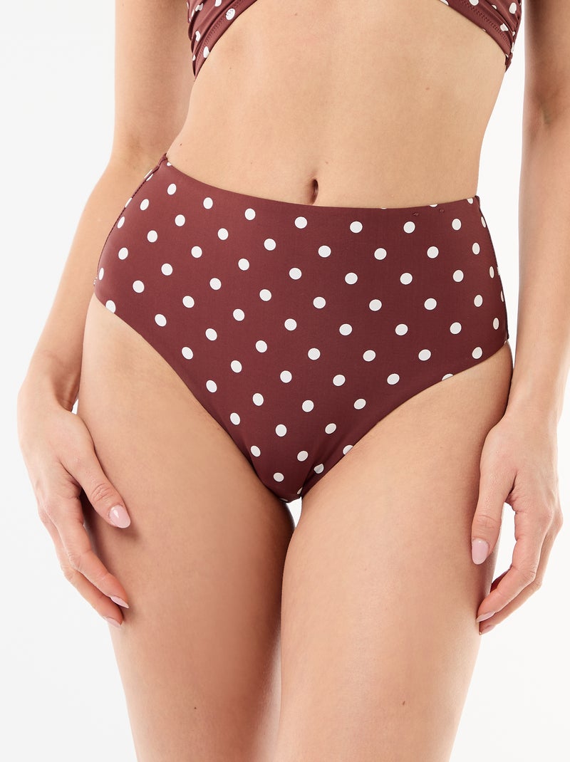 Slip da bagno modellante a vita alta Marrone - Kiabi