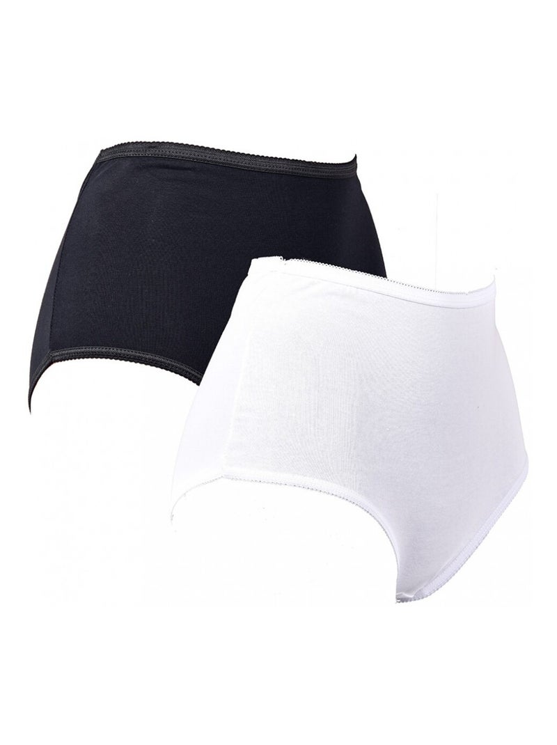 Slip Donna Comfort Sostegno in Cotone Qualità Superiore - Confezione da 2 Nero Bianco Bianco - Kiabi