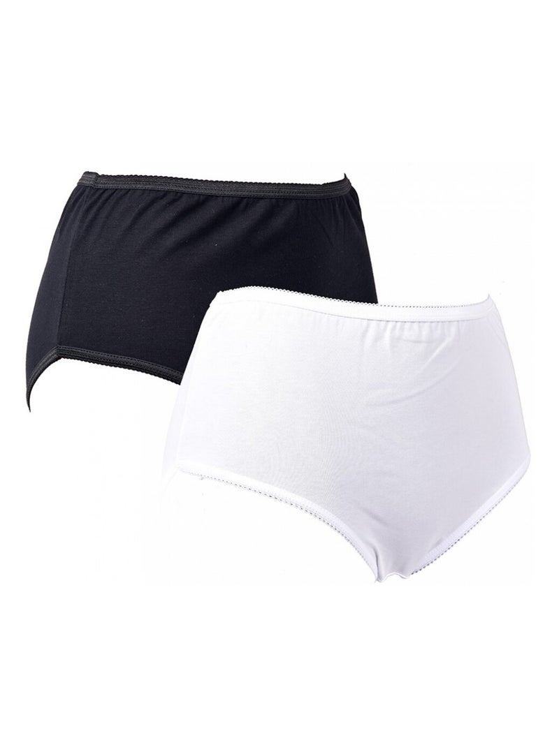 Slip Donna Comfort Sostegno in Cotone Qualità Superiore - Confezione da 2 Nero Bianco - Kiabi