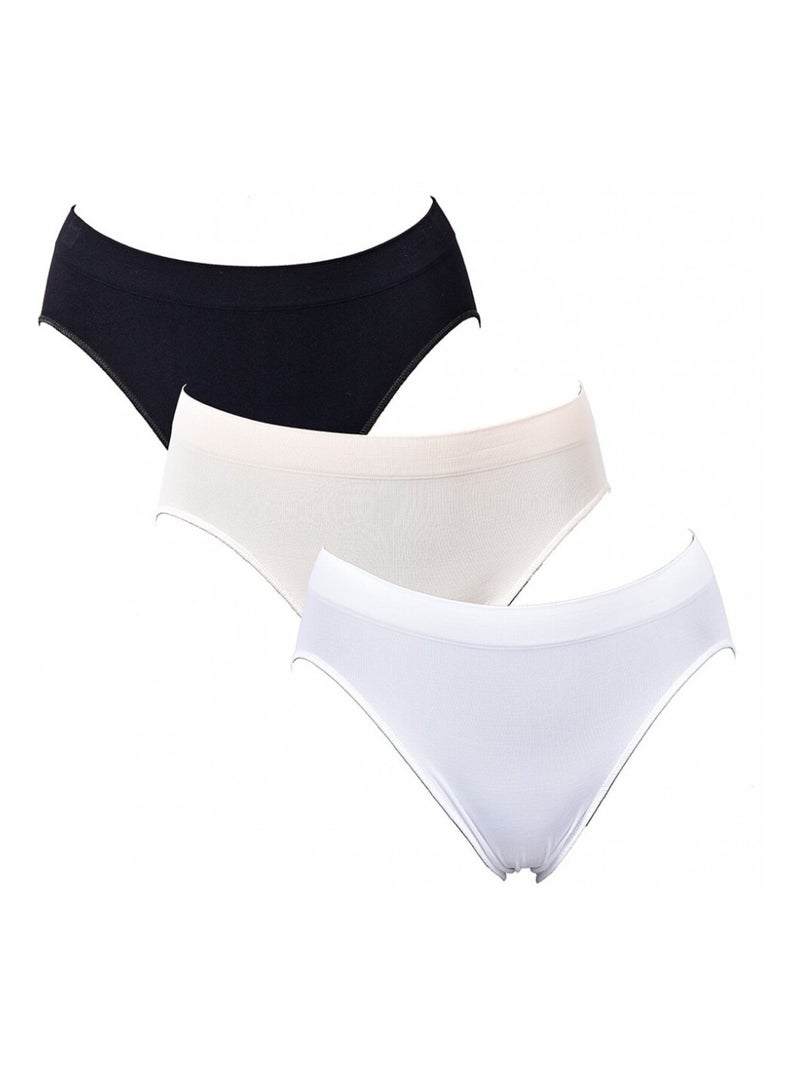 Slip Donna Confort Sostegno in Cotone Qualità Superiore - Confezione da 3 Nero Multicolore Bianco - Kiabi