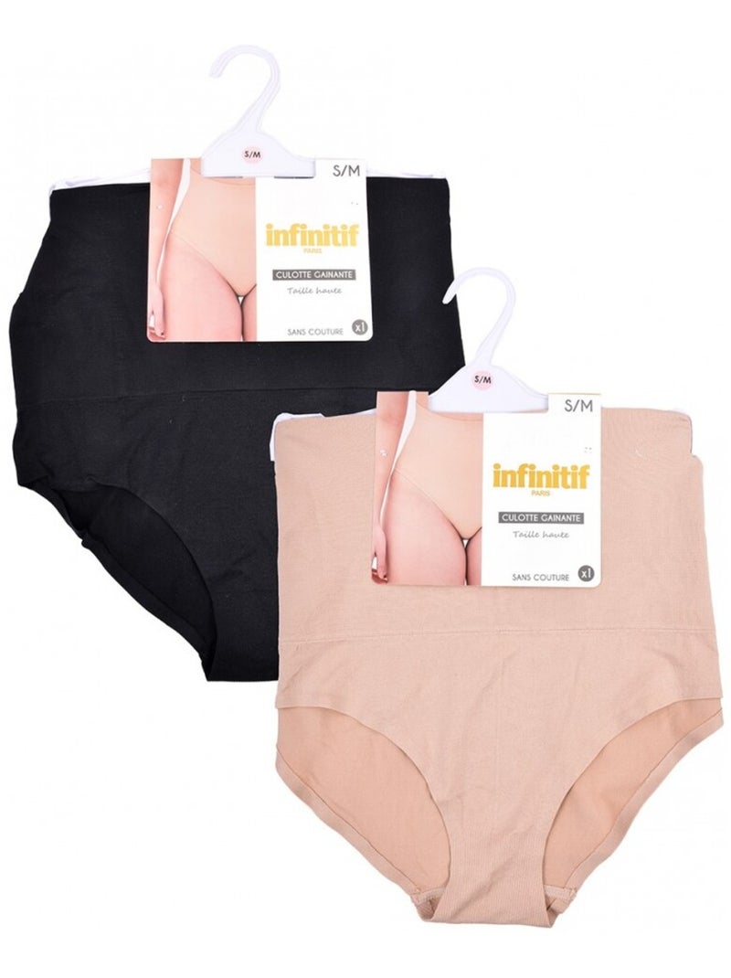 Slip Donna INFINITIF - Confezione da 2 Nero Multicolore - Kiabi