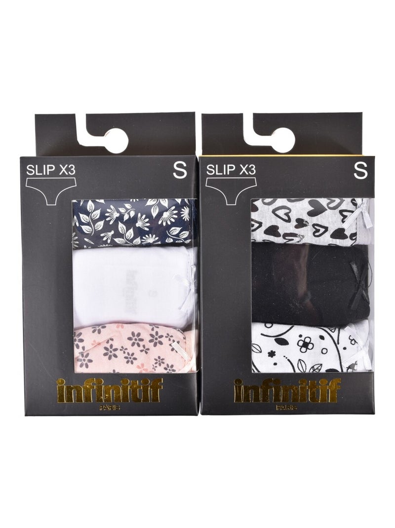 Slip Donna INFINITIF - Confezione da 6 Nero Multicolore Bianco - Kiabi