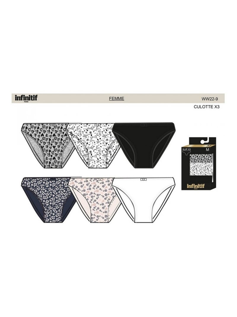 Slip Donna INFINITIF - Confezione da 6 Nero Multicolore Bianco - Kiabi