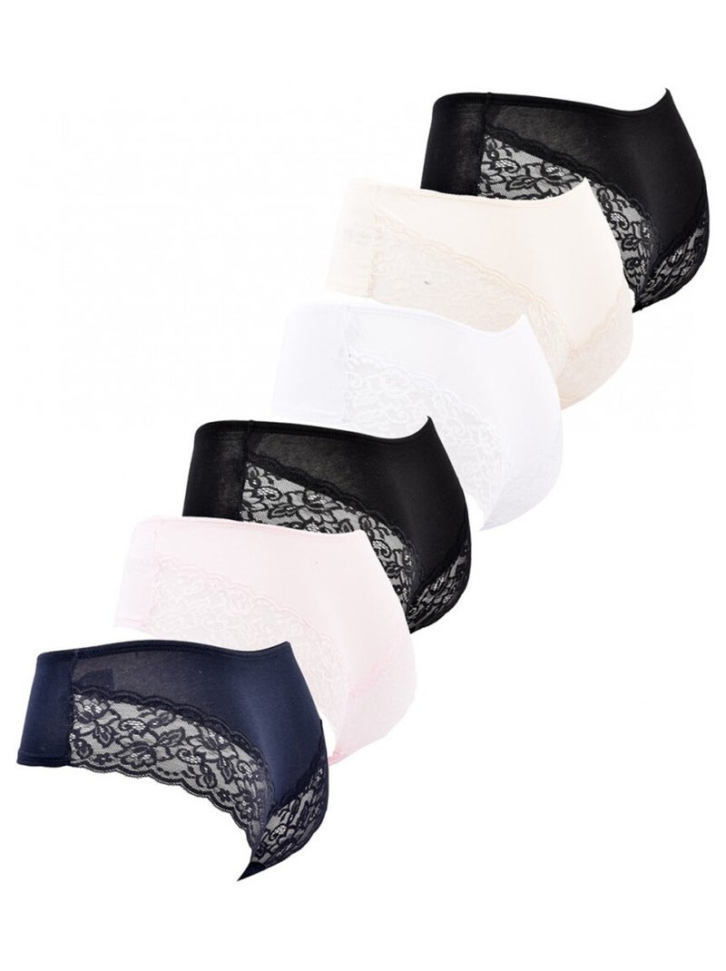 Slip Donna INFINITIF - Confezione da 6 Nero Multicolore Nero - Kiabi