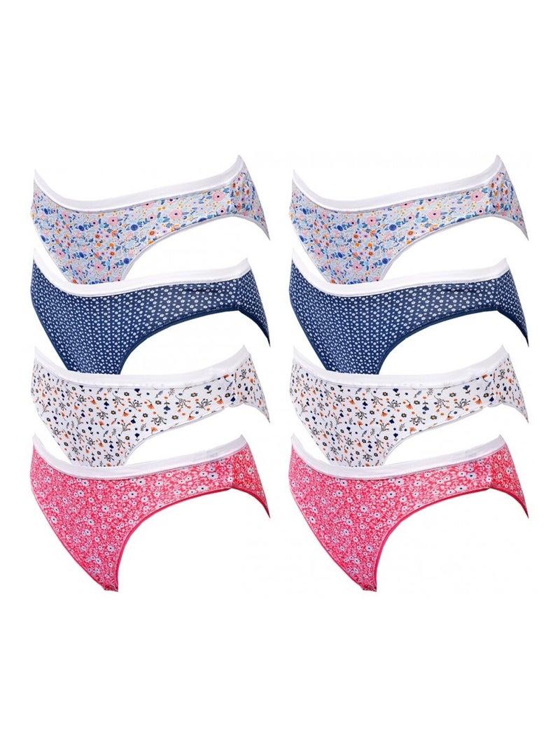 Slip Donna INFINITIF - Confezione da 8 Bianco Rosa Blu - Kiabi