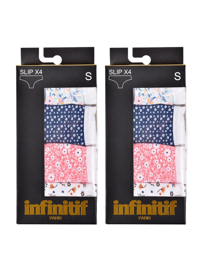 Slip Donna INFINITIF - Confezione da 8 Bianco Rosa Blu - Kiabi