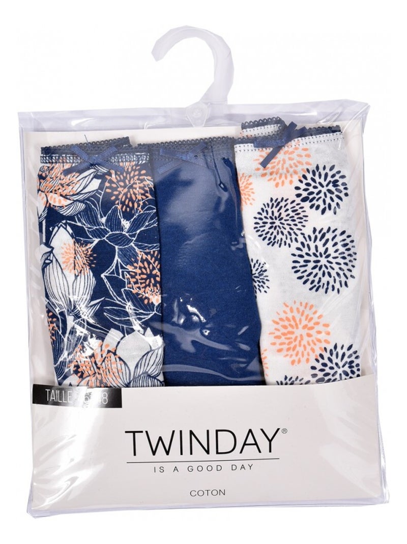 Slip donna MAXI TWINDAY fantasia - Confezione da 6 Blu Blu Bianco - Kiabi