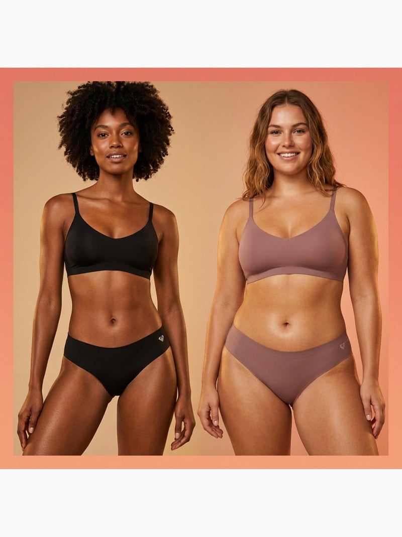 Slip donna microfibra invisibili taglio laser ROXY x4 Malva - Kiabi