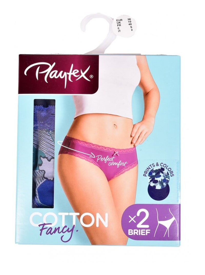 Slip Donna PLAYTEX - Confezione da 2 Bianco Viola - Kiabi