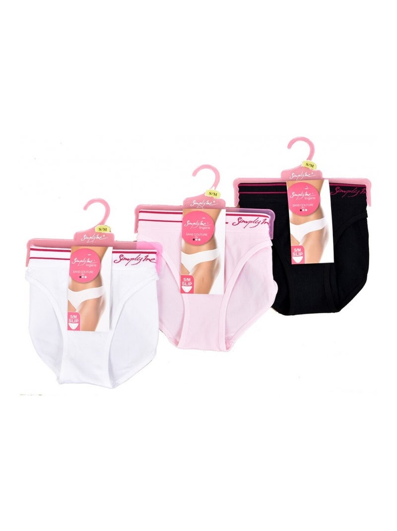 Slip Donna SIMPLY ME - Confezione da 3 Nero Bianco Grigio - Kiabi