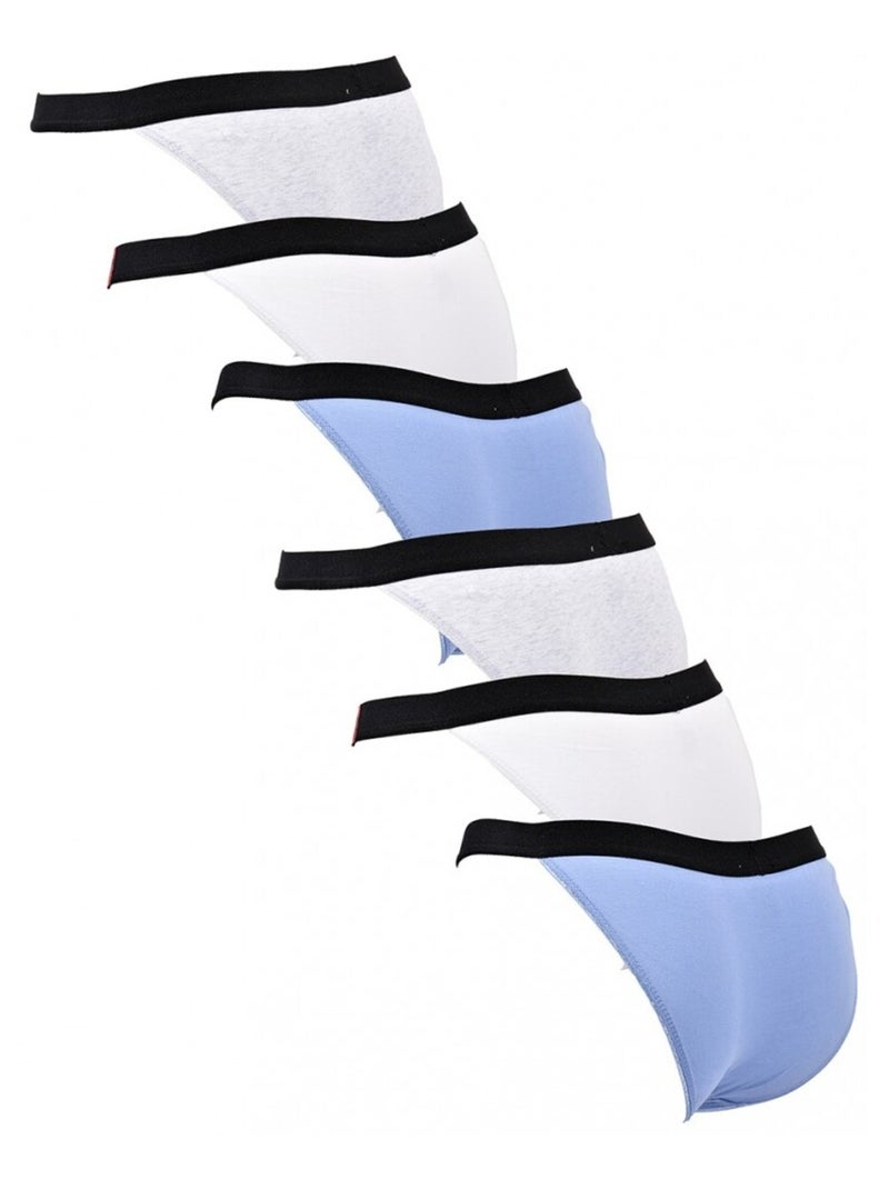 Slip Donna TRESS - Confezione da 6 Grigio bianco blu - Kiabi